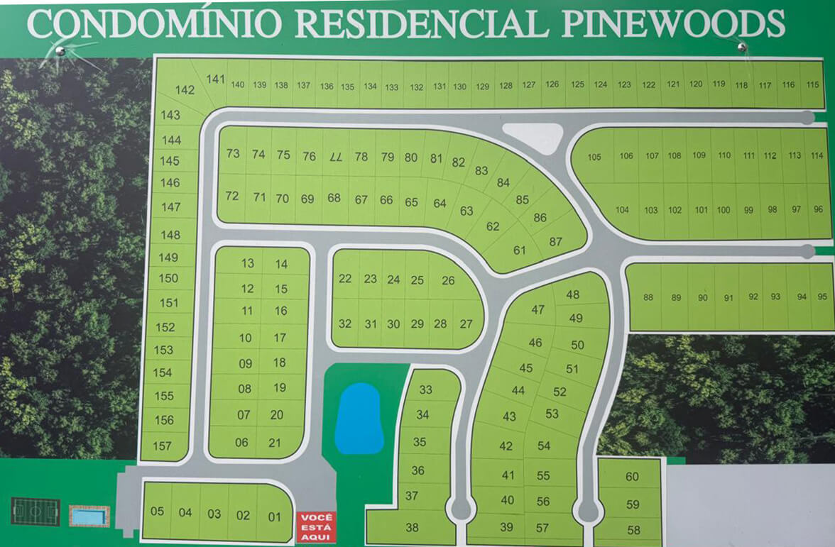 Planta geral de lotes do Condomínio Residencial Pinewoods
